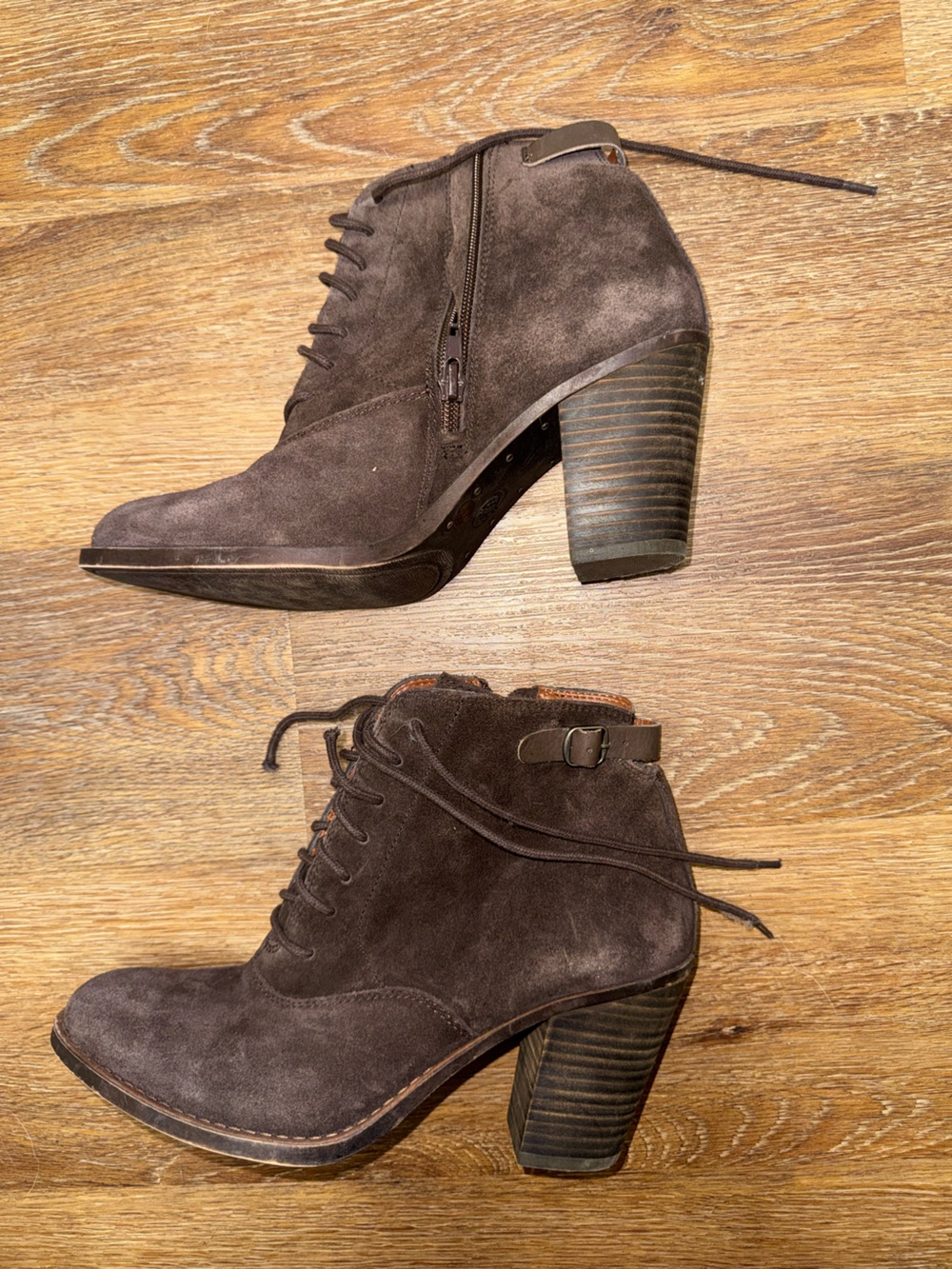 Lucky Brand Taupe Suede Ankle Booties